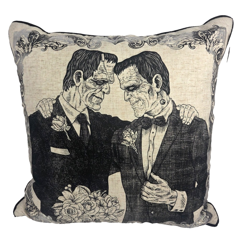Isaac Mizrahi Decorative Pillow 18in Beige NWT Frankenstein Gothic Halloween